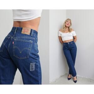 2000's Vintage Deadstock Levi's 550 Misses Dark Blue Jeans Womens 28" 29" Waist